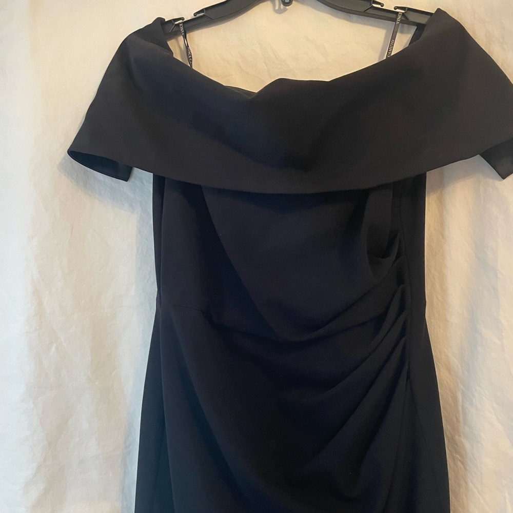 Vince Camuto Black Ruched off Shoulder Cocktail Dress